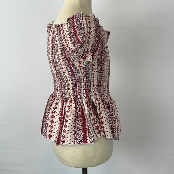 Japna Elastic Off The Shoulder Patterned Blouse Top Shirt ((Size Large)) - Picture 4 of 6